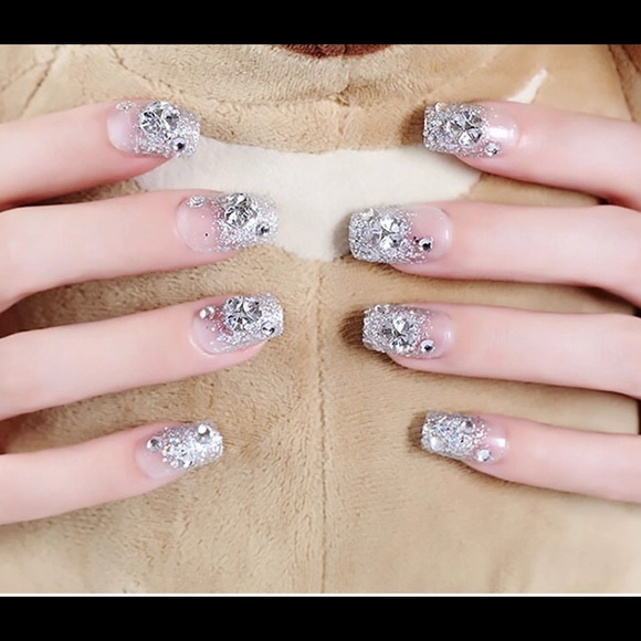 *SOLD*3/$30 Rhinestone Bling French Tip Fake Nails - Picture 5 of 7